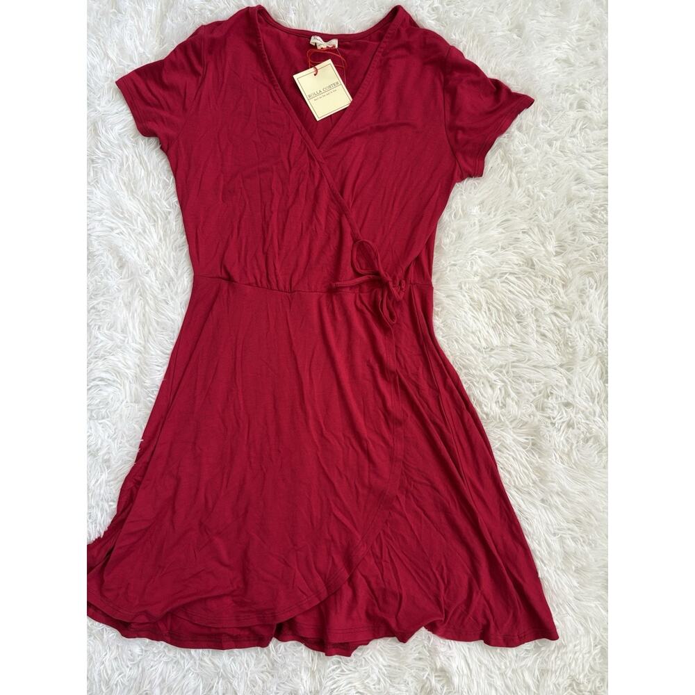 Rolla Coaster Women’s L Red Rayon Blend Wrap Dress. Soft, Pretty New W/tags